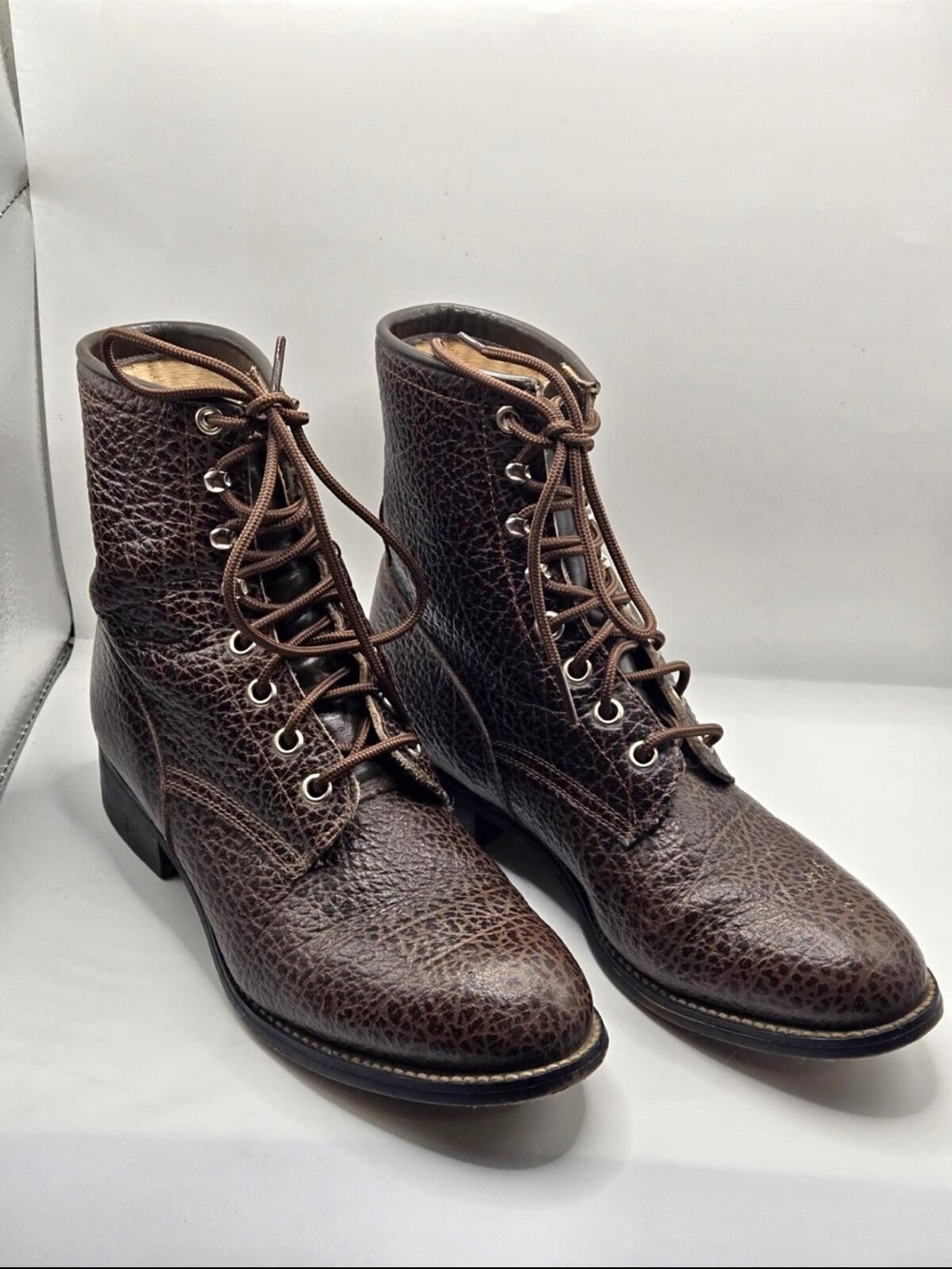 Vintage Justin Field Boots Brown Lace Up Women’s 7.5